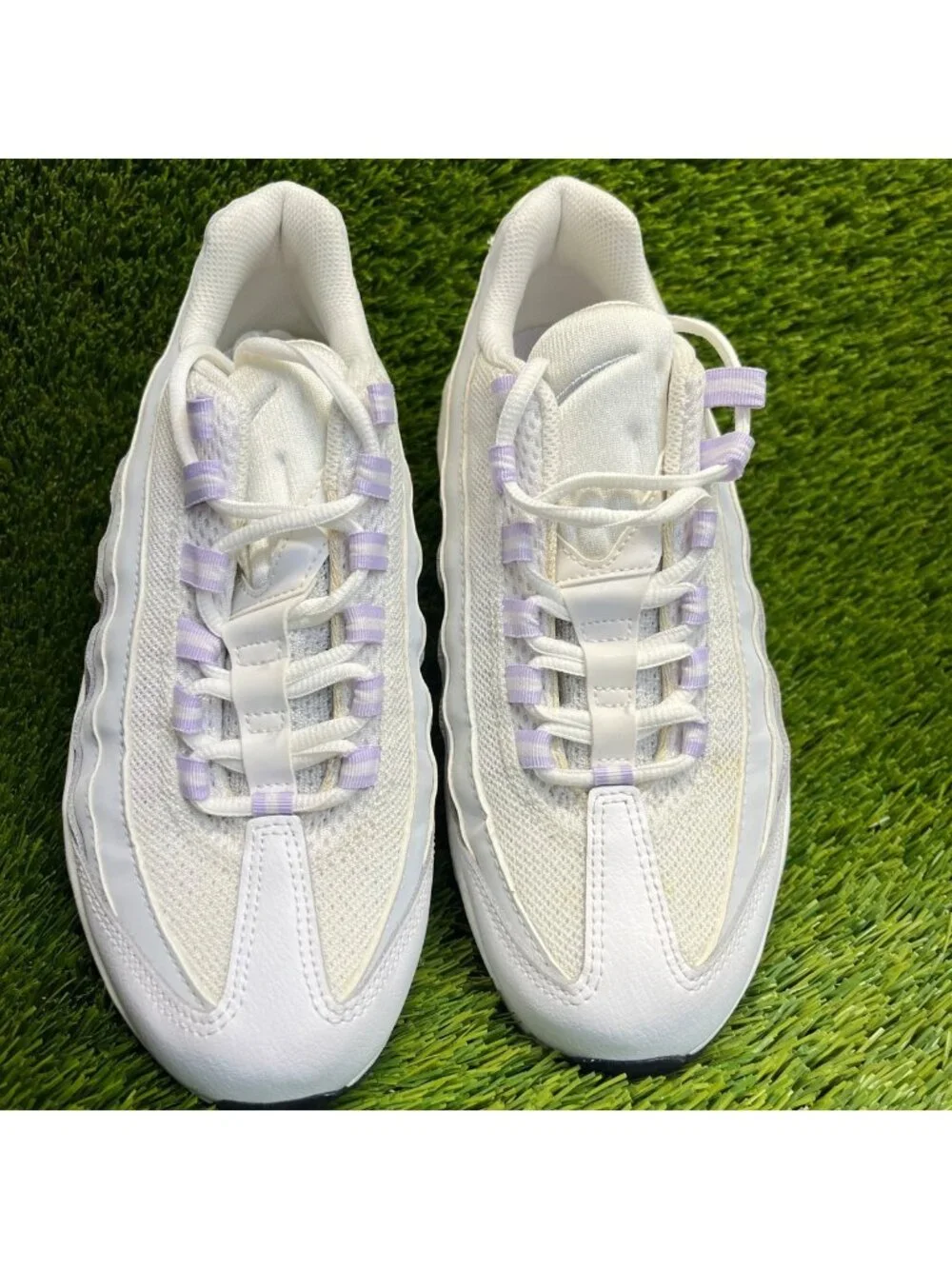Nike Air Max 95 Recraft Girls Size 6.5Y White Gray Purple Running Shoes Sneakers